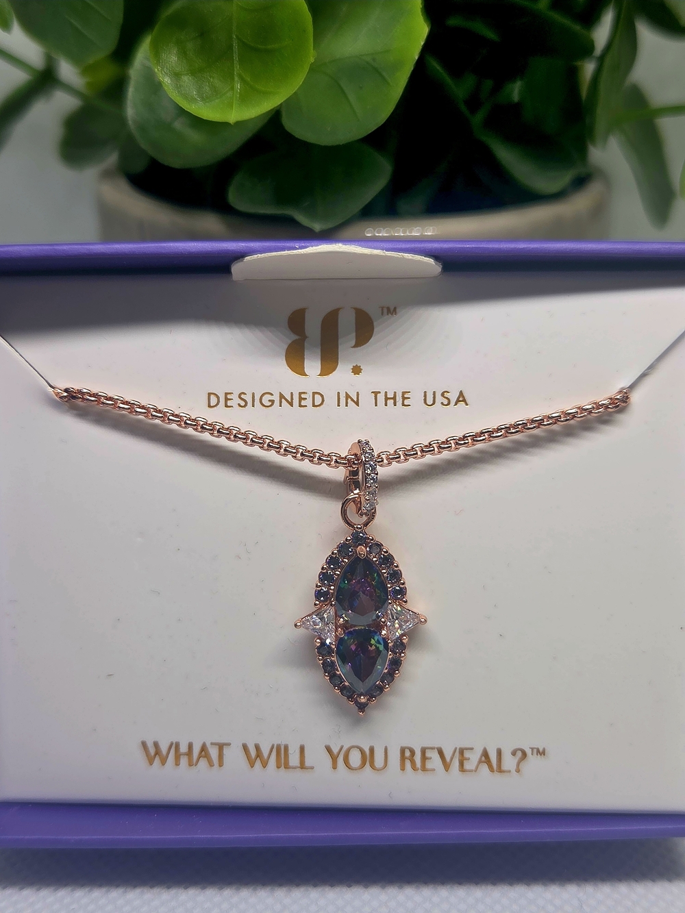 BP June 2026 Rose Gold Alexandrite Teardrop Pendant Necklace